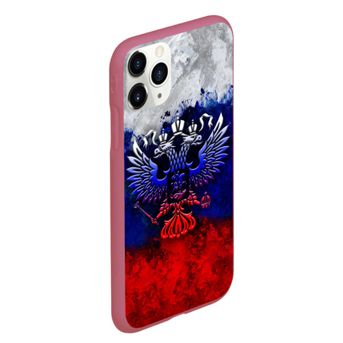 Чехол для iPhone 11 Pro Max матовый Россия Russia Герб, цвет малиновый - фото 3