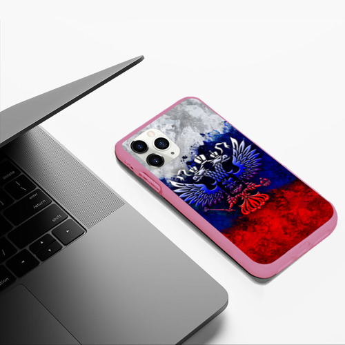 Чехол для iPhone 11 Pro Max матовый Россия Russia Герб, цвет малиновый - фото 5