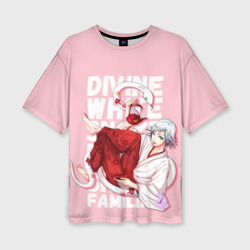 Женская футболка oversize 3D Divine white snake