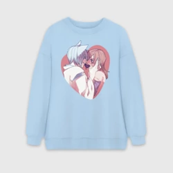 Женский свитшот oversize без начеса хлопок Tomoe and Nanami Kiss