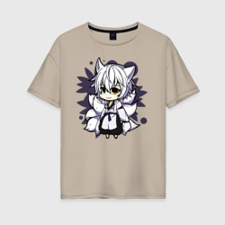 Kitsune Chibi – Женская футболка хлопок Oversize с принтом купить со скидкой в -16%