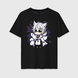 Женская футболка хлопок Oversize Kitsune Chibi