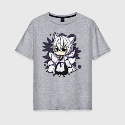 Женская футболка хлопок Oversize Kitsune Chibi