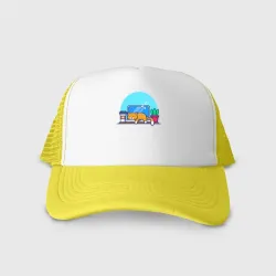 Кепка тракер с сеткой Котик программиста рабочее место