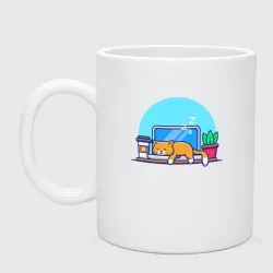 Кружка керамическая Котик программиста рабочее место