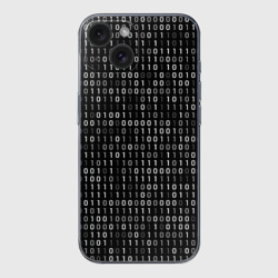 Чехол для iPhone 15 силиконовый с защитой камеры Двоичный код программист