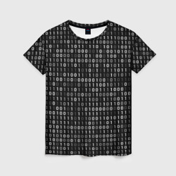 Женская футболка 3D Двоичный код программист