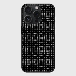 Чехол силиконовый для Apple iPhone 15 Pro матовый Двоичный код программист