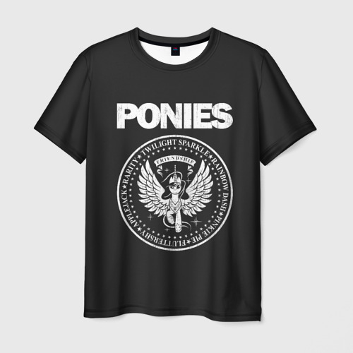 Мужская футболка с принтом Pony x Ramones, вид спереди №1