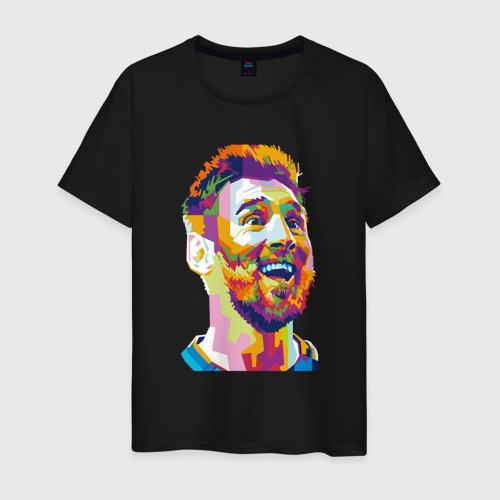 Мужская футболка хлопок Messi Smile, цвет черный