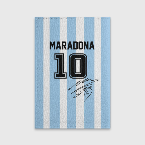 Обложка для паспорта матовая кожа Форма Марадоны с автографом, цвет голубой - фото 2