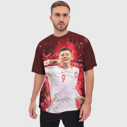 Мужская футболка oversize 3D Lewandowski Левандовски 9 - фото 2