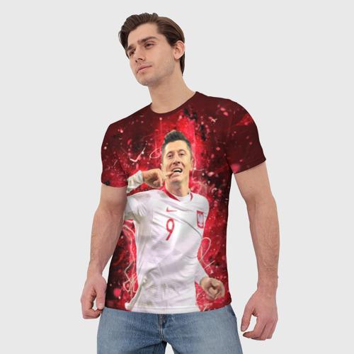 Мужская футболка 3D с принтом Lewandowski | Левандовски | 9, фото на моделе #1