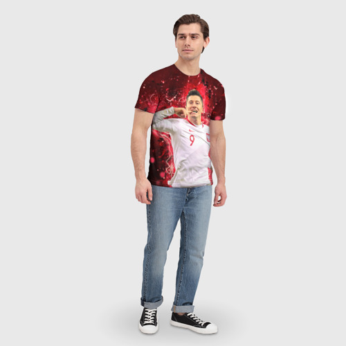 Мужская футболка 3D с принтом Lewandowski | Левандовски | 9, вид сбоку #3