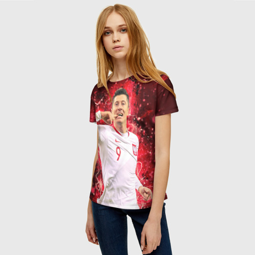 Женская футболка 3D с принтом Lewandowski | Левандовски | 9, фото на моделе #1
