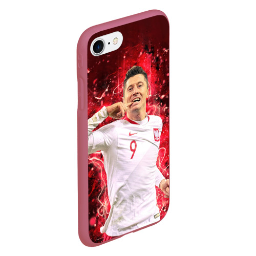 Чехол для iPhone 7/8 матовый Lewandowski Левандовски 9, цвет малиновый - фото 3