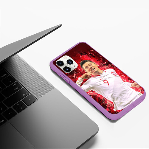 Чехол для iPhone 11 Pro Max матовый Lewandowski Левандовски 9, цвет фиолетовый - фото 5