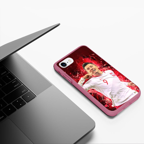 Чехол для iPhone 7/8 матовый Lewandowski Левандовски 9, цвет малиновый - фото 5