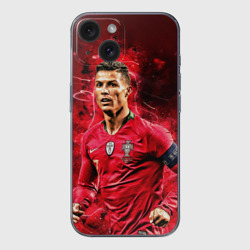 Чехол для iPhone 15 силиконовый с защитой камеры Криштиану Роналду: Португалия