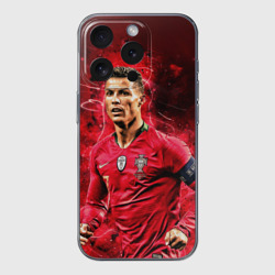 Чехол для iPhone 15 Pro Max силиконовый с защитой камеры Криштиану Роналду: Португалия