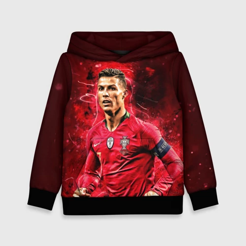 Детская толстовка 3D с принтом Криштиану Роналду: Португалия, вид спереди #2