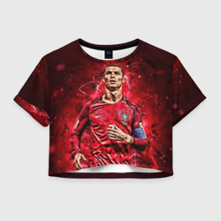 Женская футболка Crop-top 3D Cristiano Ronaldo Portugal