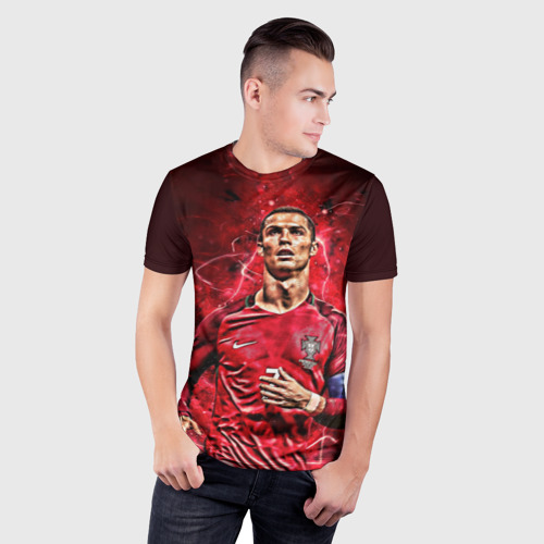 Мужская футболка 3D Slim Cristiano Ronaldo Portugal, цвет 3D печать - фото 3