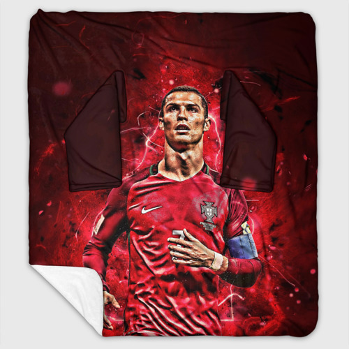 Плед с рукавами с принтом Cristiano Ronaldo Portugal, вид спереди #2
