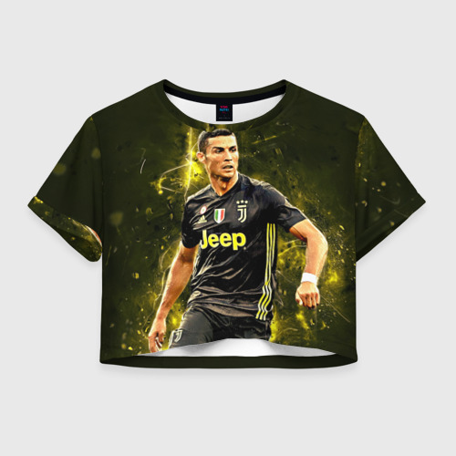 Женская футболка Crop-top 3D Cristiano Ronaldo Juventus, цвет 3D печать