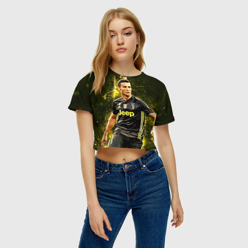 Женская футболка Crop-top 3D Cristiano Ronaldo Juventus, цвет 3D печать - фото 3