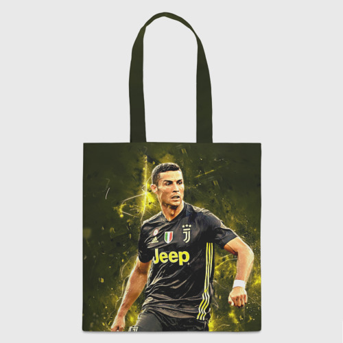 Шоппер 3D с принтом Cristiano Ronaldo (Juventus), вид спереди #2