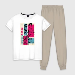 Женская пижама с белой футболкой хлопок Cowboy Bebop