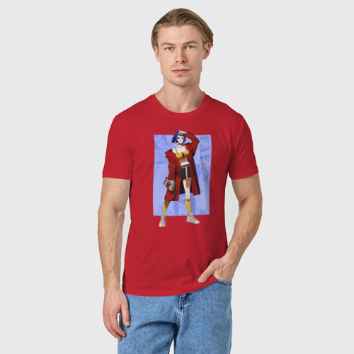 Мужская футболка хлопок Ковбой Бибоп. Фэй Валентайн, цвет красный - фото 3