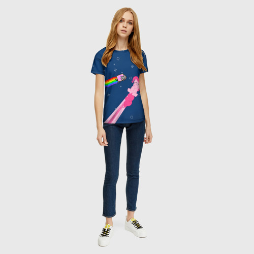 Женская футболка 3D с принтом Nyan cat x Pony, вид сбоку #3