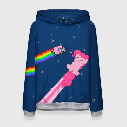 Женская толстовка 3D с принтом Nyan cat x Pony, вид спереди #2