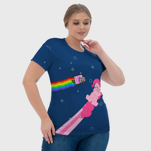 Женская футболка 3D с принтом Nyan cat x Pony, фото #4