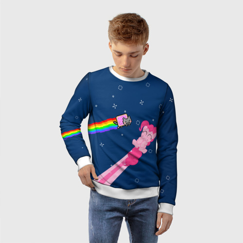 Детский свитшот 3D Nyan cat x Pony, цвет 3D печать - фото 3