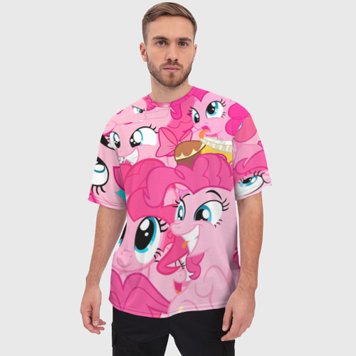 Мужская футболка oversize 3D Pinkie Pie pattern, цвет 3D печать - фото 3