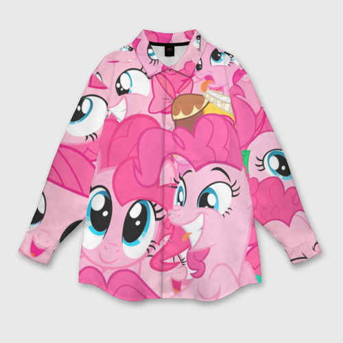 Женская рубашка oversize 3D с принтом Pinkie Pie pattern, вид спереди #2