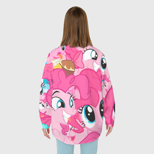 Женская рубашка oversize 3D с принтом Pinkie Pie pattern, вид сзади #2