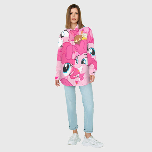 Женская рубашка oversize 3D с принтом Pinkie Pie pattern, вид сбоку #3