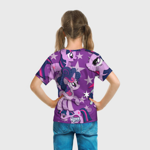 Детская футболка 3D с принтом Twilight Sparkle, вид сзади #2