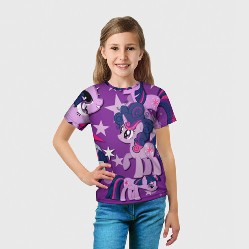 Детская футболка 3D с принтом Twilight Sparkle, вид сбоку #3