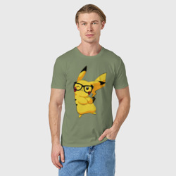 Мужская футболка хлопок Веселый Пикачу  в очках - фото 2