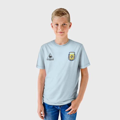 Детская футболка 3D с принтом Диего Марадона (подпись), фото на моделе #1