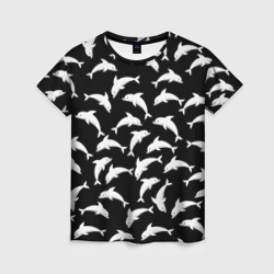 Женская футболка 3D Дельфиновый фон Dolphin