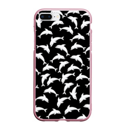 Чехол для iPhone 7Plus/8 Plus матовый Дельфиновый фон Dolphin