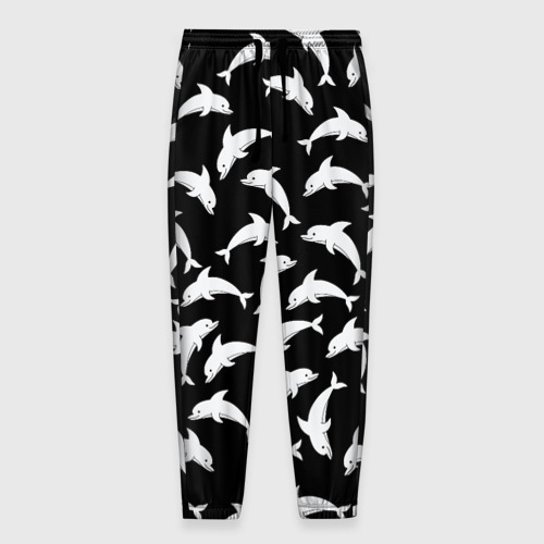 Мужские брюки 3D с принтом Дельфиновый фон Dolphin, вид спереди #2