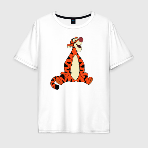 Мужская футболка хлопок Oversize Тигра, цвет белый