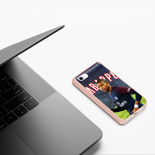 Чехол для iPhone 5/5S матовый Килиан Мбаппе Kylian Mbappe, цвет светло-розовый - фото 5